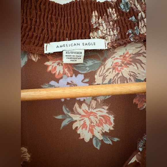 American Eagle long sleeve brown floral mini dress size xs - Picture 5 of 14
